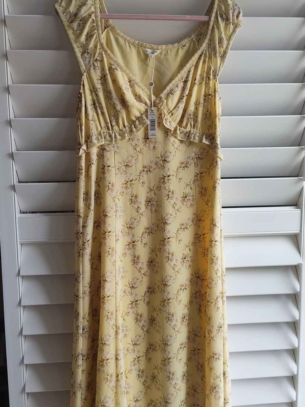 Max Studio | Yellow Floral Ruffle-Trim Chemise